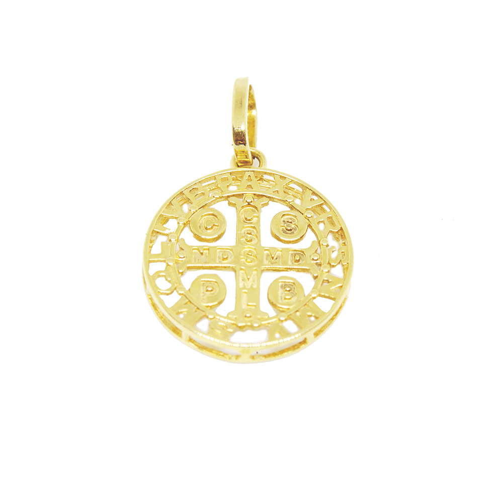 Pingente S�o Bento Vazado em Ouro 18 Kilates - 25309